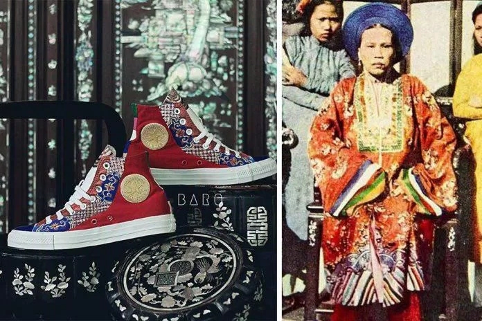 Đôi giày Converse với họa tiết trên bức ảnh của Bà Chúa Nhất ngày xưa Bảo thích. (Ảnh: Internet)