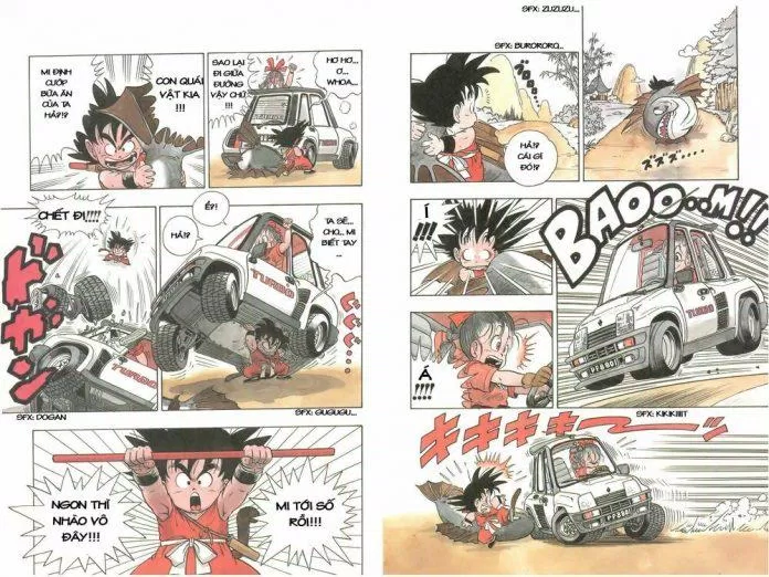 Những nét vẽ vui nhộn ở tập đầu của Dragon Ball (Ảnh: Internet).