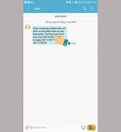 Thông báo tin nhắn trả về