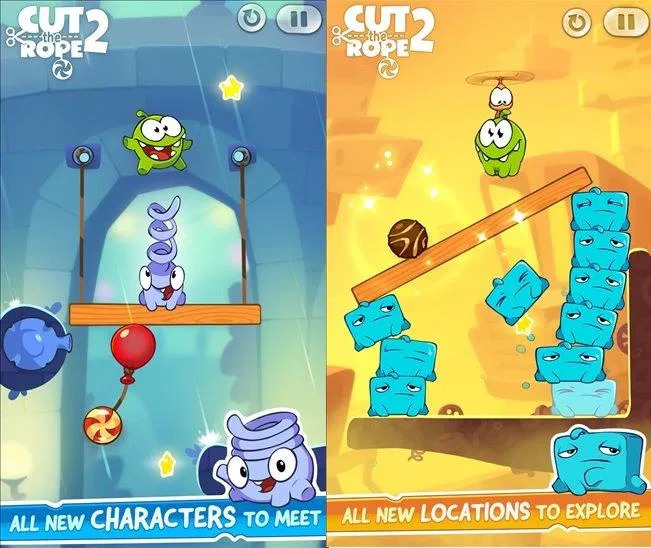 Một số màn chơi trong game Cut the Rope 2 ( Ảnh: internet0
