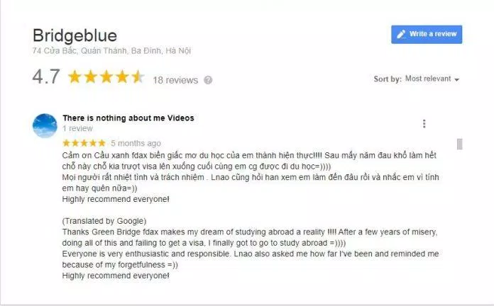 Review Công ty Du học BB - Cầu Xanh