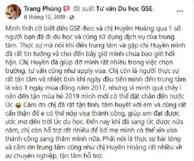 Công ty Tư vấn Du học GSE-BEO nhận được các phản hồi tích cực từ các học viên (Ảnh Internet)