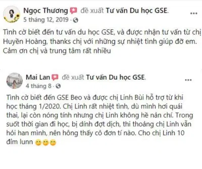 Công ty Tư vấn Du học GSE-BEO nhận được các phản hồi tích cực từ các học viên (Ảnh Internet)