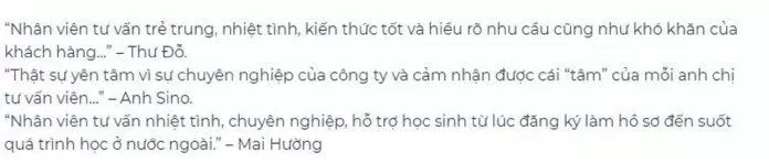 Phản hồi tích cực của học viên về Công ty Tư vấn Du học New Ocean (Ảnh Internet)