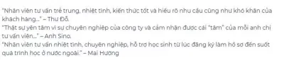Phản hồi tích cực của học viên về Công ty Tư vấn Du học New Ocean (Ảnh Internet)