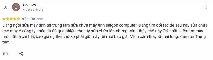 Đánh giá của khách hàng về Sài Gòn Computer. (Ảnh: Internet)