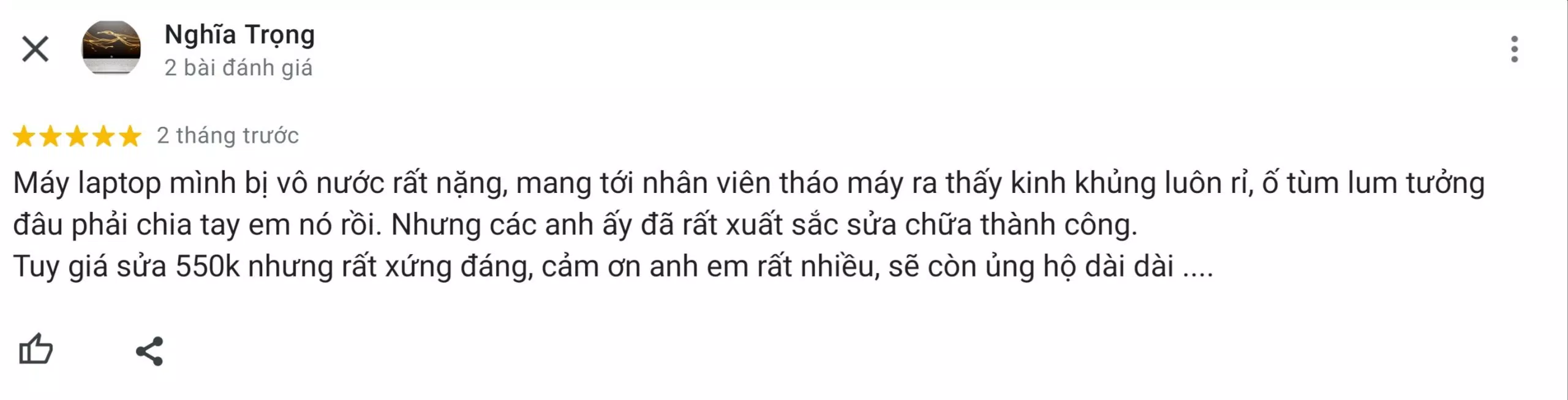 Đánh giá của khách hàng về Sài Gòn Computer. (Ảnh: Internet)