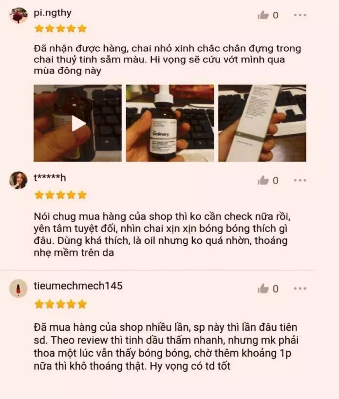 Nhận xét của khách hàng trên Shopee (ảnh: TinhVe)