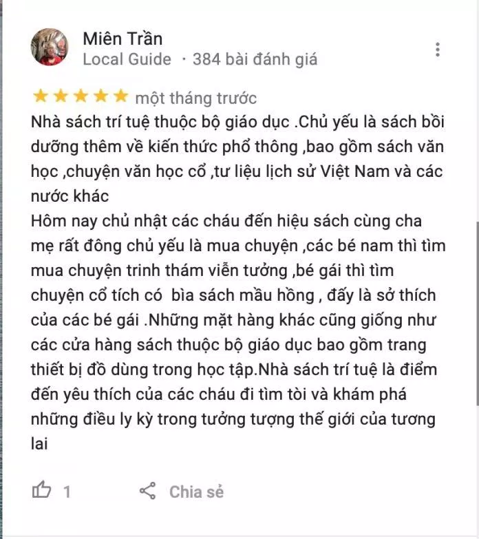 Review Nhà sách Trí Tuệ Hà Nội (Ảnh Internet)