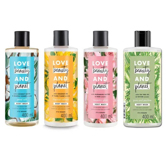 Sữa tắm Love Beauty And Planet có thiết kế bao bì đậm chất "thiên nhiên" với các họa tiết hoa lá xinh xắn (nguồn: Internet). Sữa tắm Love Beauty And Planet có thiết kế bao bì đậm chất "thiên nhiên" với các họa tiết hoa lá xinh xắn (nguồn: Internet).