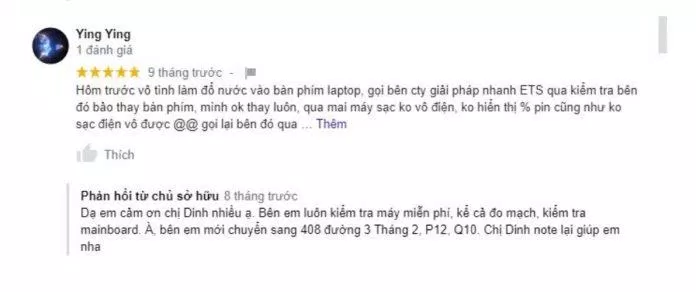 Đánh giá của khách hàng dành cho Saigonlaps