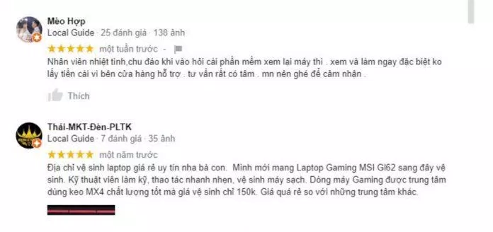 Đánh giá của khách hàng dành cho Saigonlaps