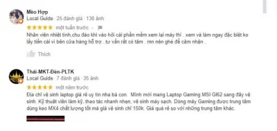 Đánh giá của khách hàng dành cho Saigonlaps