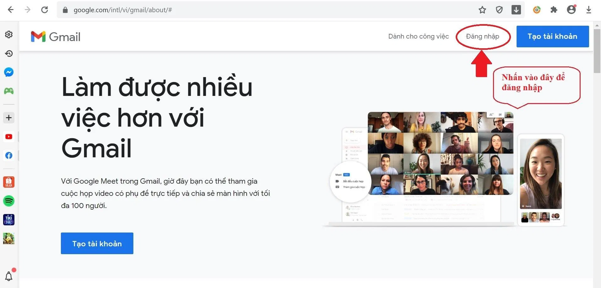 Truy cập địa chỉ Gmail.com (Ảnh: BlogAnChoi)