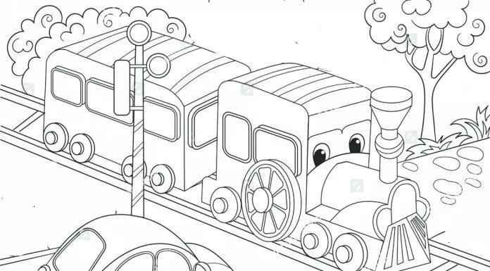 Tranh tô màu ô tô, tàu hỏa cho bé trai. (Ảnh: Internet)