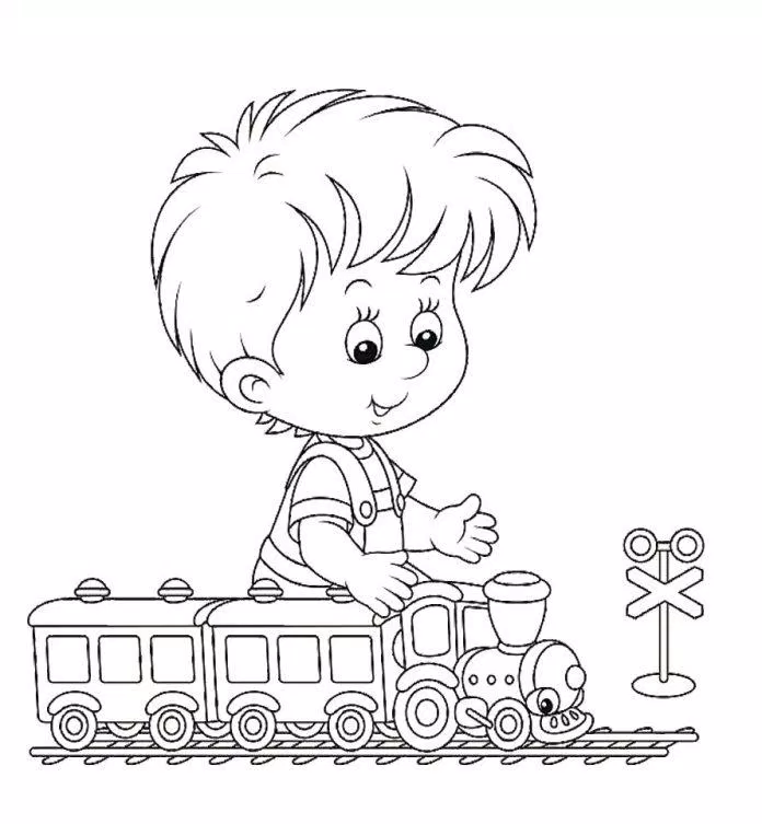 Tranh tô màu đồ chơi tàu hỏa cho bé trai. (Ảnh: Internet)