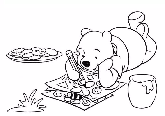 Tranh tô màu gấu Pooh cho bé trai. (Ảnh: Internet)