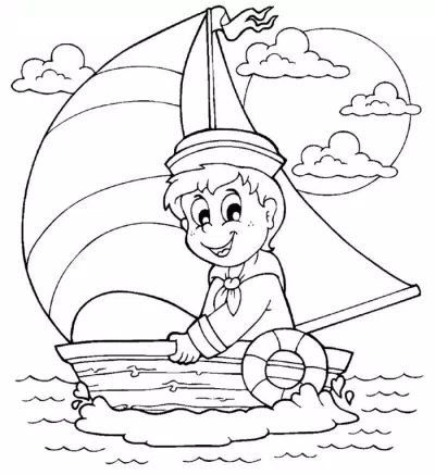 Tranh tô màu thuyền buồm cho bé trai. (Ảnh: Internet)