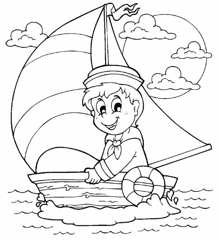 Tranh tô màu thuyền buồm cho bé trai. (Ảnh: Internet)