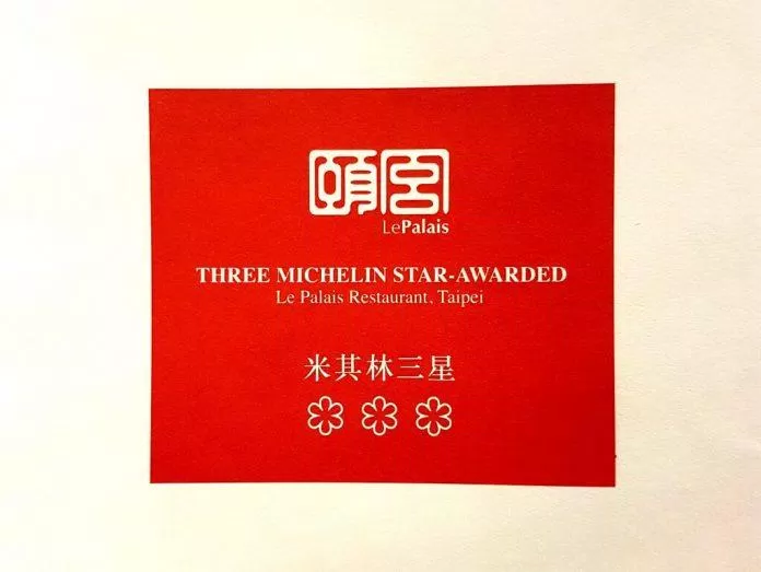 Chứng nhận ba sao Michelin của nhà hàng Le Palais tại Đài Loan (Ảnh: Internet).