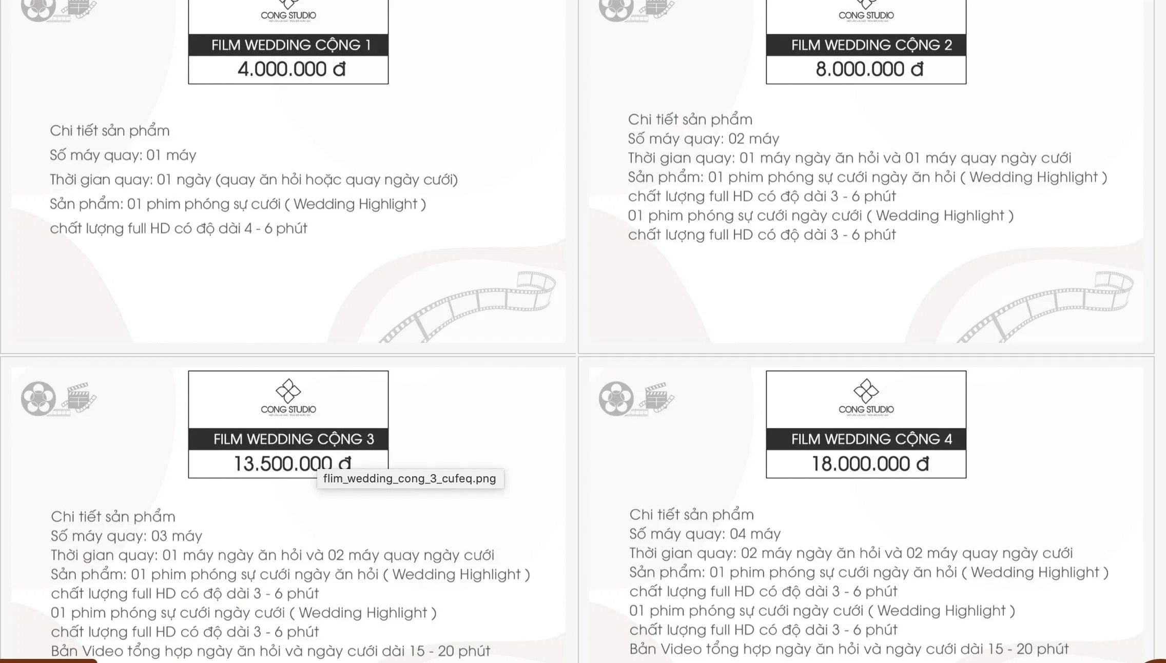 Bảng giá dịch vụ chụp ảnh phóng sự cưới của Cộng Studio Hà Nội (Ảnh BlogAnChoi)