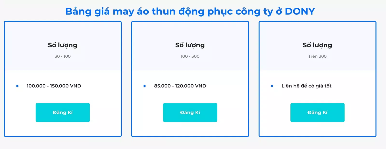 Bảng giá DONY (Ảnh DONY)