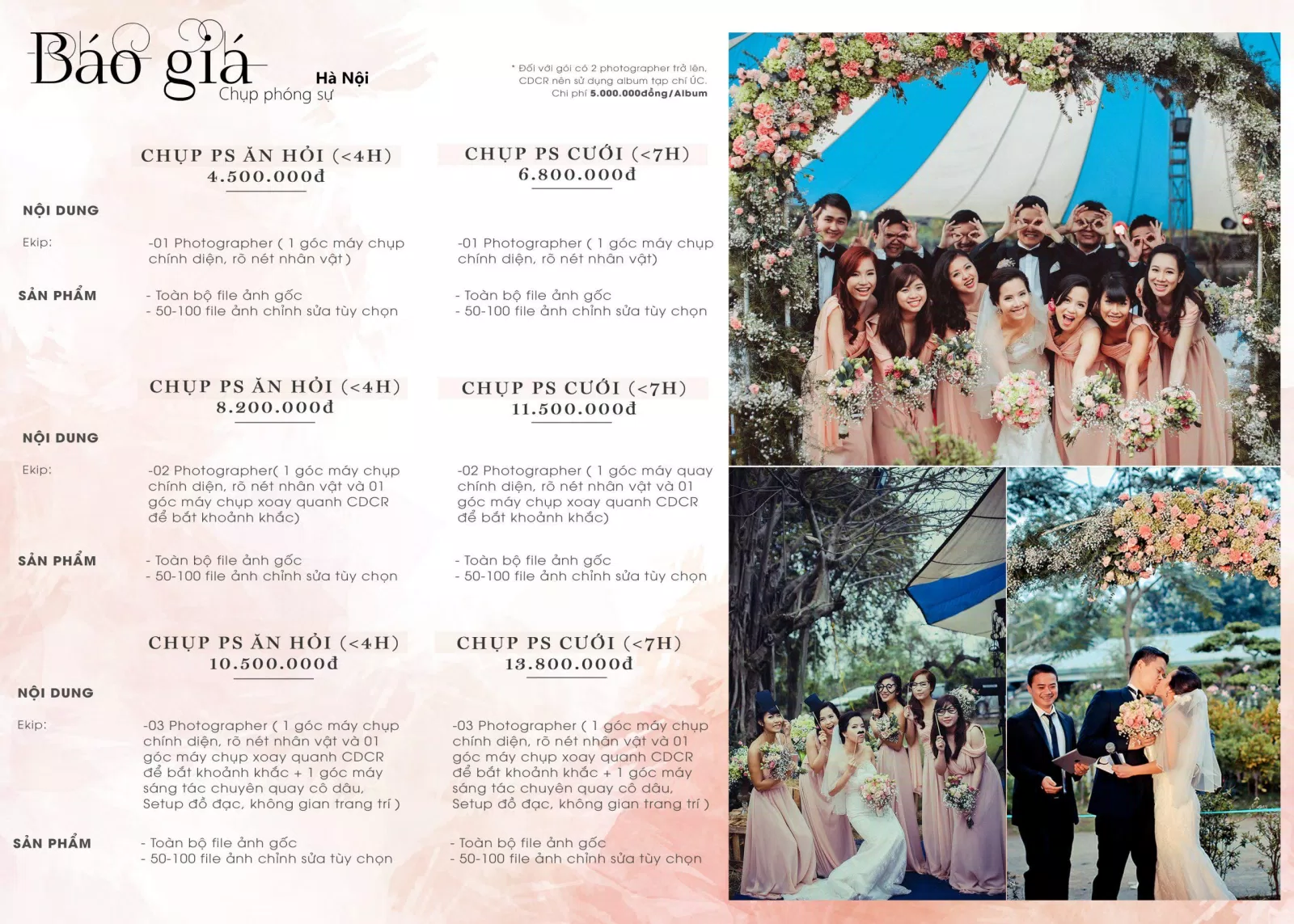 Bảng giá dịch vụ của Nupakachi Wedding Studio (Ảnh Internet) Bảng giá dịch vụ của Nupakachi Wedding Studio (Ảnh Internet)