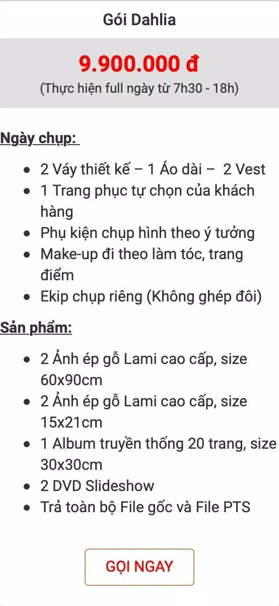 Bảng giá dịch vụ của Pali Studio de Fiancé Wedding (Ảnh BlogAnChoi) Bảng giá dịch vụ của Pali Studio de Fiancé Wedding (Ảnh BlogAnChoi)