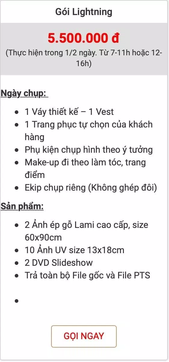 Bảng giá dịch vụ của Pali Studio de Fiancé Wedding (Ảnh BlogAnChoi) Bảng giá dịch vụ của Pali Studio de Fiancé Wedding (Ảnh BlogAnChoi)