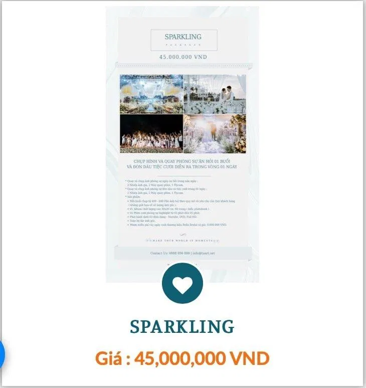 Bảng giá dịch vụ tại TuArt Wedding Studio (Ảnh Internet)