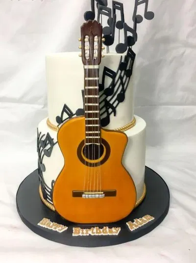 Bánh sinh nhật với cây đàn guitar cực đẹp (Ảnh: internet) Bánh sinh nhật với cây đàn guitar cực đẹp (Ảnh: internet)