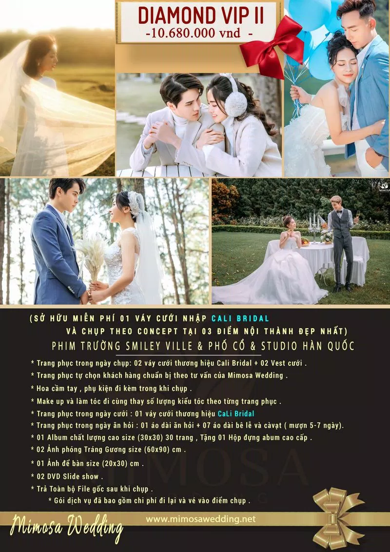 Các gói dịch vụ của Mimosa Wedding Studio (Ảnh Internet) Các gói dịch vụ của Mimosa Wedding Studio (Ảnh Internet)