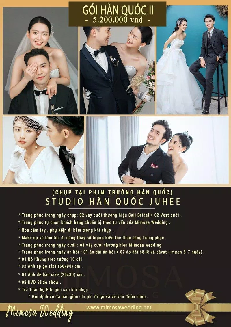 Các gói dịch vụ của Mimosa Wedding Studio (Ảnh Internet)