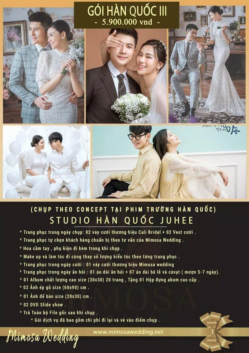 Các gói dịch vụ của Mimosa Wedding Studio (Ảnh Internet)