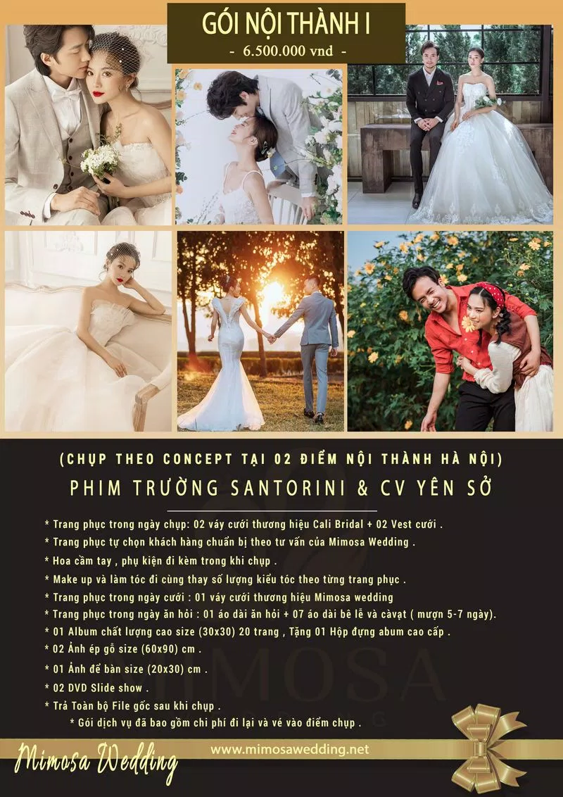 Các gói dịch vụ của Mimosa Wedding Studio (Ảnh Internet)