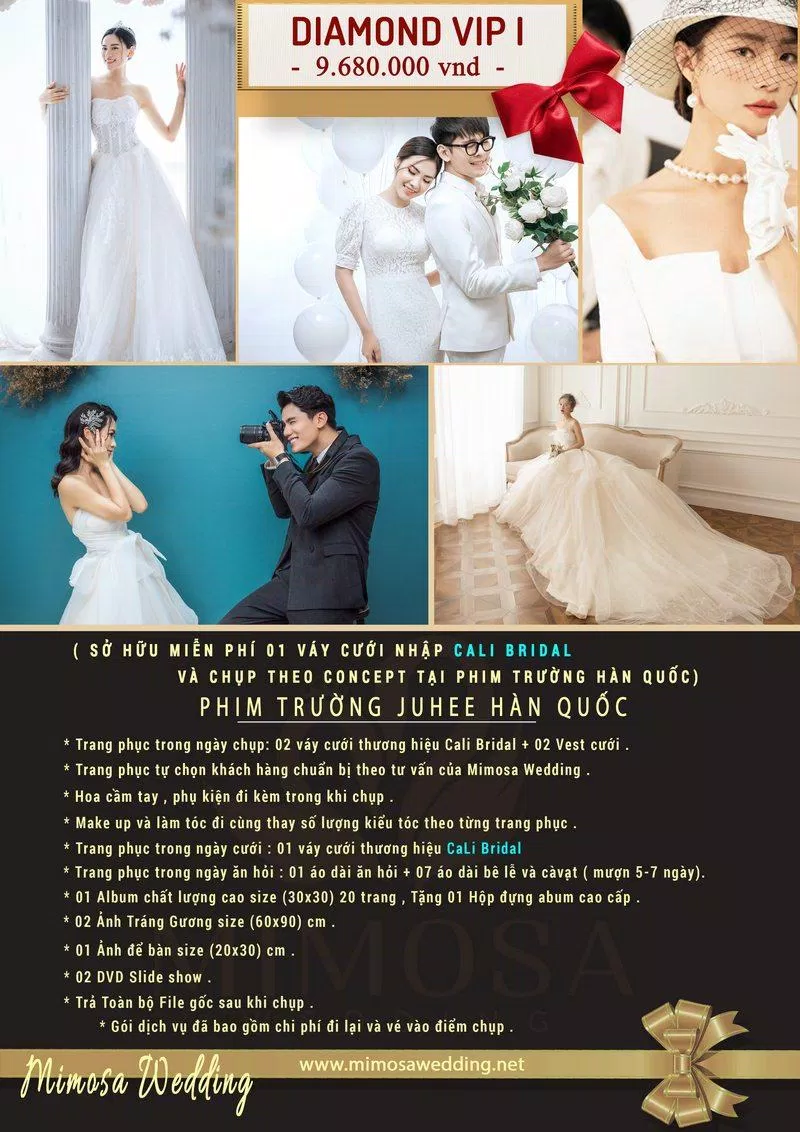 Các gói dịch vụ của Mimosa Wedding Studio (Ảnh Internet)