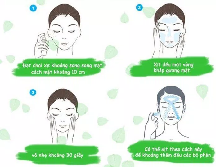 Cách dùng xịt khoáng đúng cách tránh tổn thương da (Nguồn: Internet)
