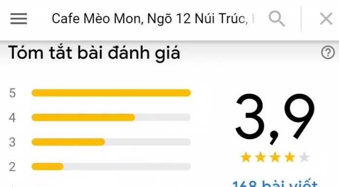 Đánh giá của khách hàng trên Google Maps (Ảnh: BlogAnChoi)