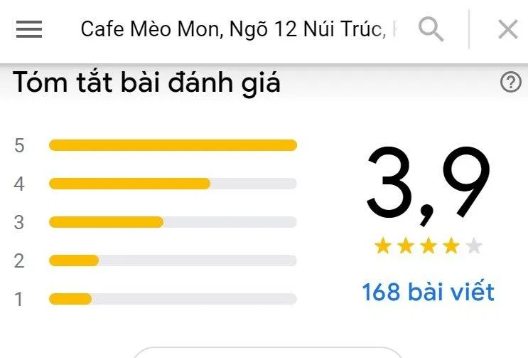 Đánh giá của khách hàng trên Google Maps (Ảnh: BlogAnChoi)