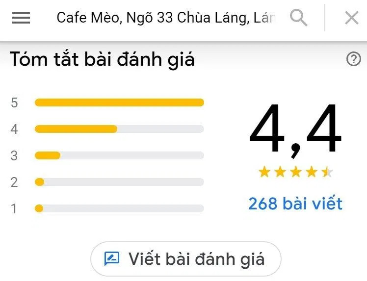 Đánh giá của khách hàng trên Google Maps (Ảnh: BlogAnChoi)
