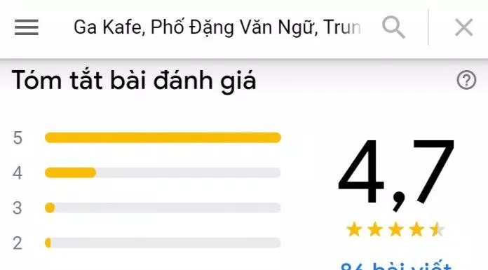 Đánh giá của khách hàng trên Google Maps (Ảnh: BlogAnChoi)