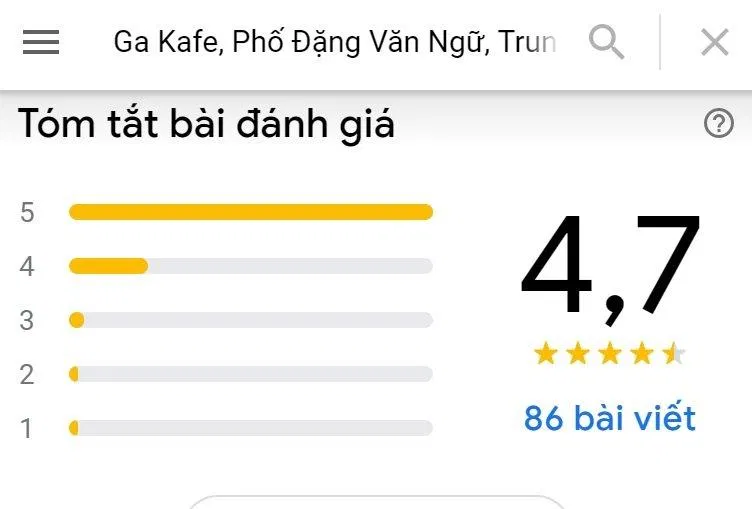 Đánh giá của khách hàng trên Google Maps (Ảnh: BlogAnChoi)
