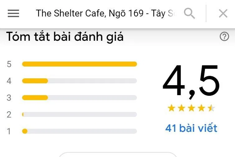 Đánh giá của khách hàng trên Google Maps (Ảnh: BlogAnChoi)