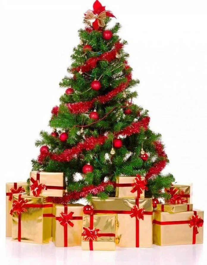Trang trí cây thông Noel bằng dây kim tuyến nhiều màu (Ảnh: Internet)
