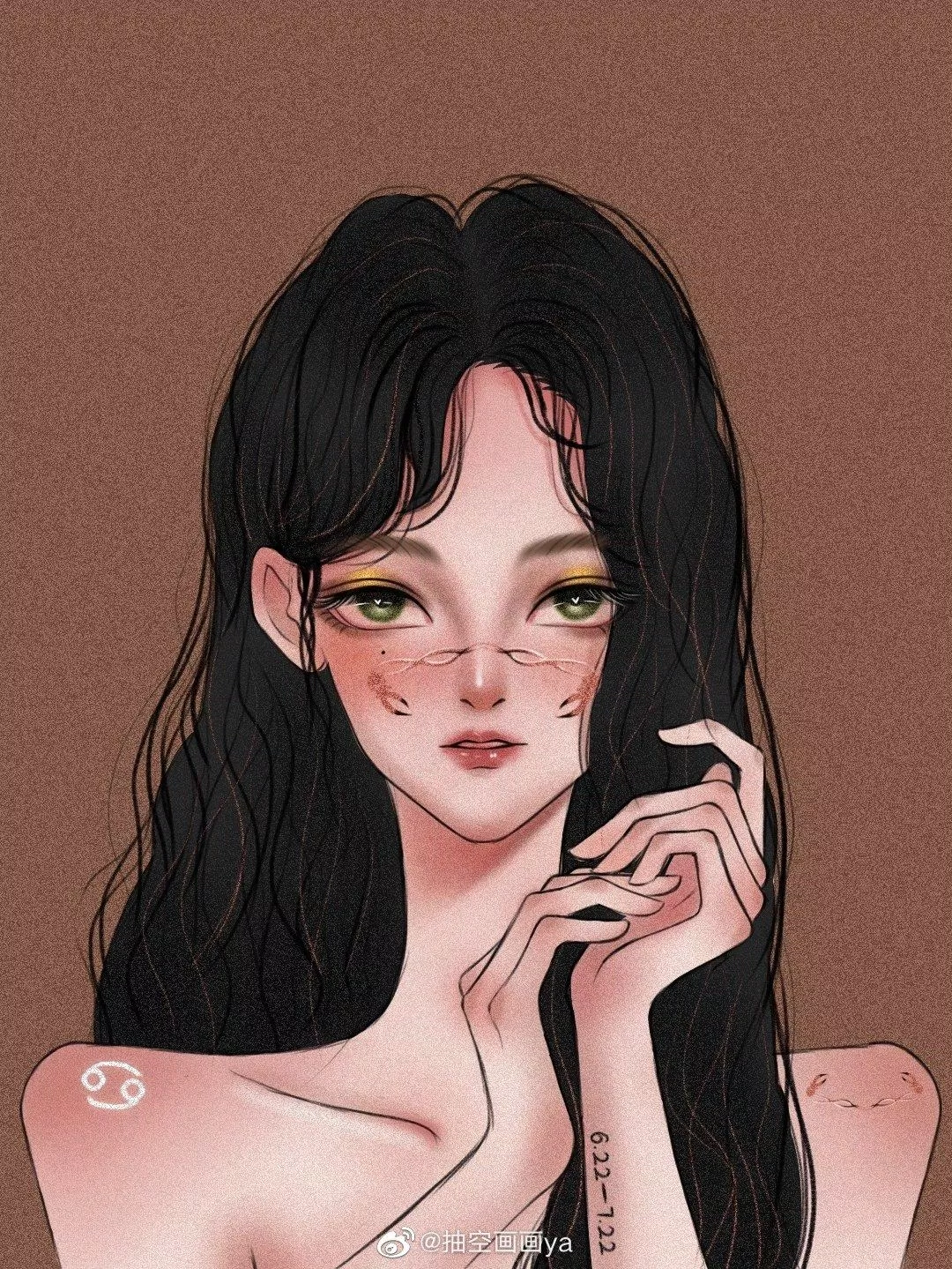 Cự Giải có thói quen nhìn từ dưới lên, vì vậy bề ngoài trông họ khá ngây thơ và nhút nhát (Ảnh: Weibo 抽空画画ya)