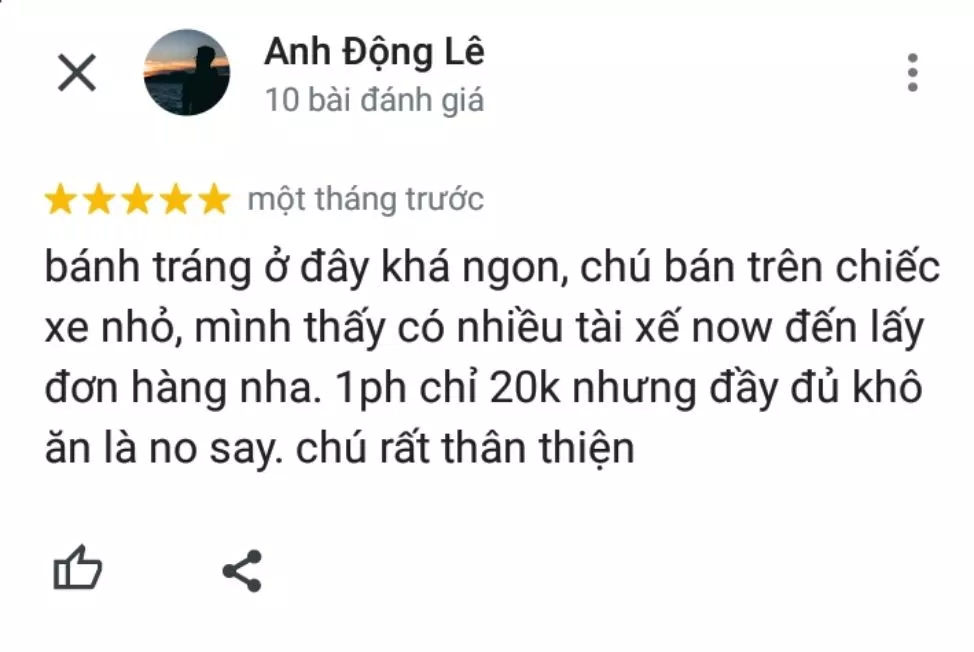 Đánh giá của khách về quán bánh tráng trộn Chú Viên (ảnh: BlogAnChoi)