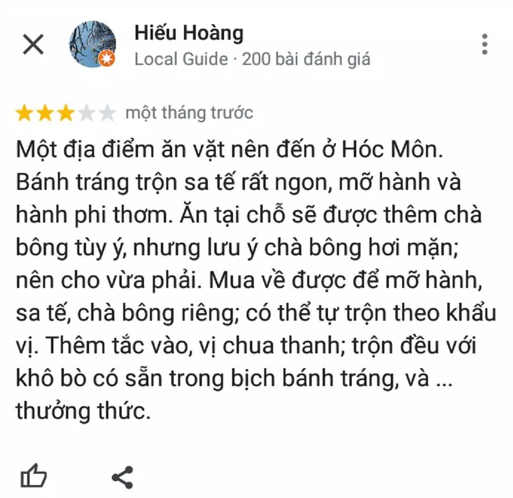 Đánh giá của khách về quán (ảnh: BlogAnChoi)