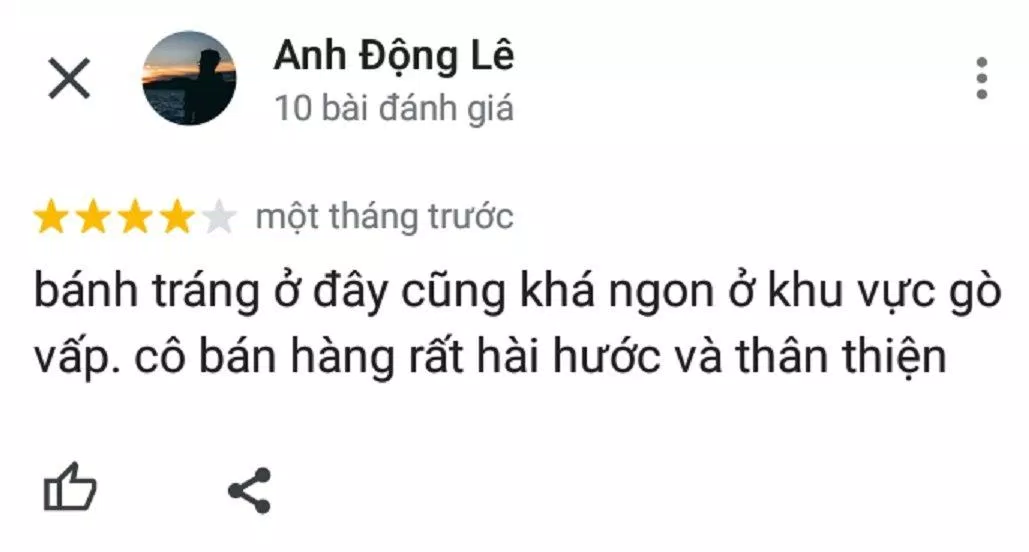 Đánh giá của khách về quán bánh tráng trộn Cô Năm (ảnh: BlogAnChoi) Đánh giá của khách về quán bánh tráng trộn Cô Năm (ảnh: BlogAnChoi)