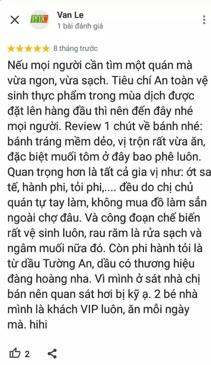 Đánh giá của khách về quán (ảnh: BlogAnChoi)
