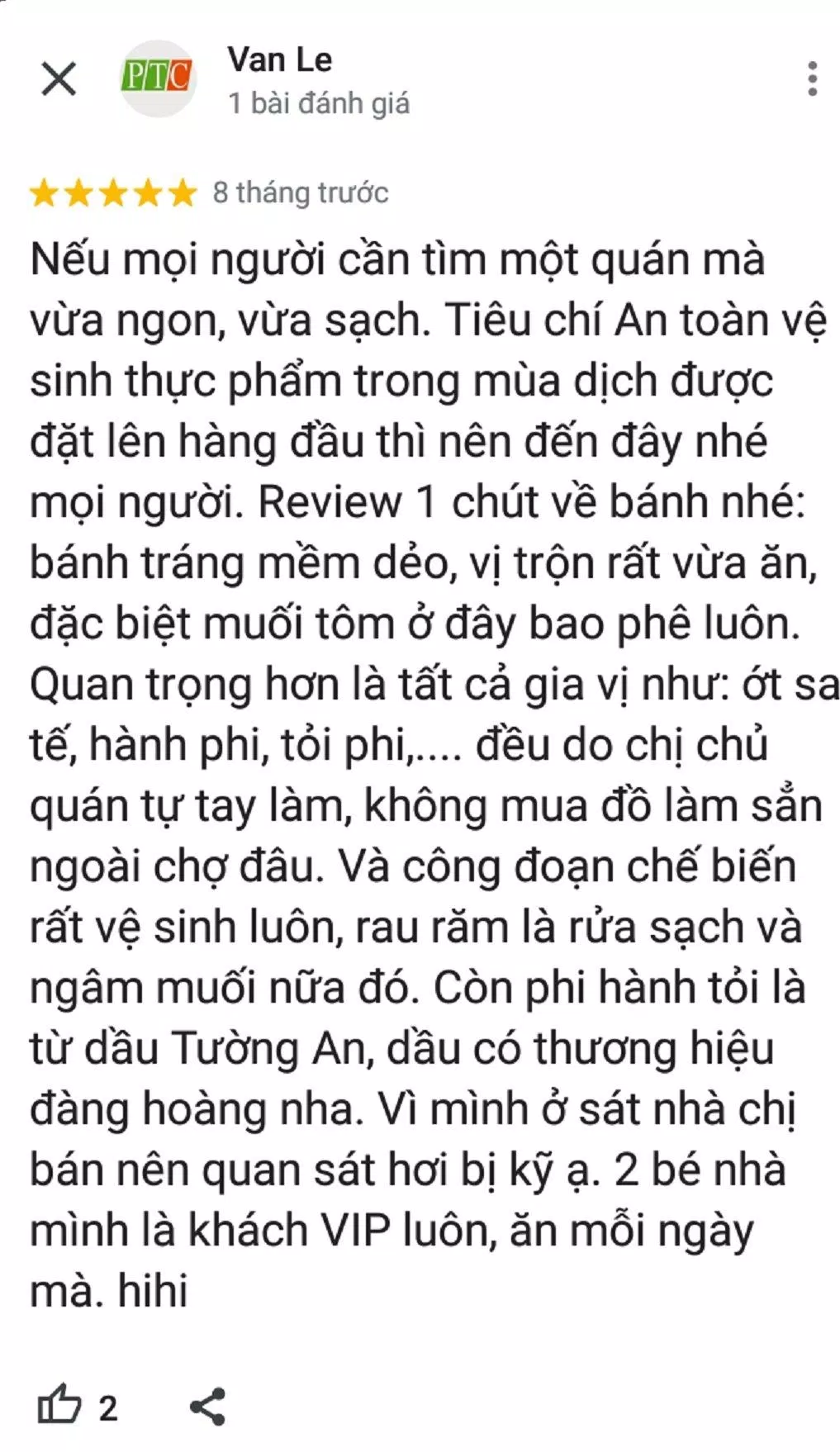 Đánh giá của khách về quán (ảnh: BlogAnChoi)